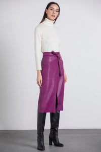 Falda midi faro purpura