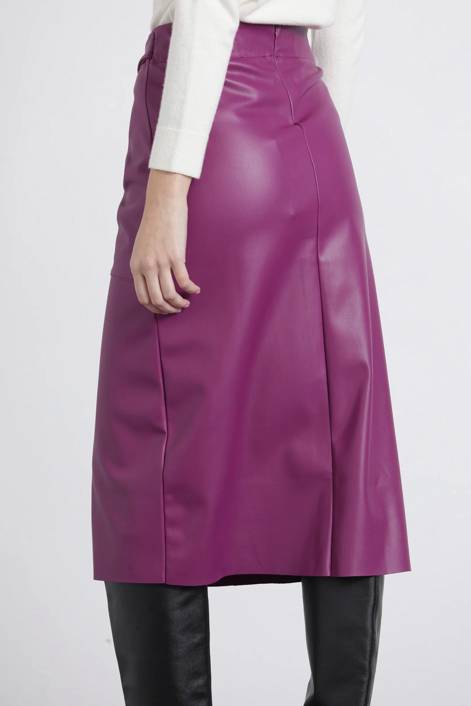 Falda midi faro purpura