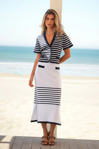 Falda midi punto marinera blanco