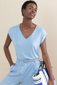 Camiseta bamboo lica azul celeste