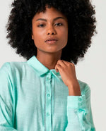 Cargar imagen en el visor de la galería, Camisa bordados limi verde agua
