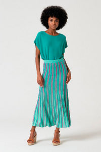 Falda midi tais turquesa
