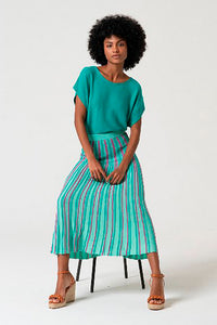 Falda midi tais turquesa
