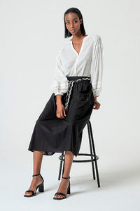 Falda midi lion negro