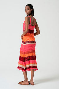 Vestido crochet reco fucsia