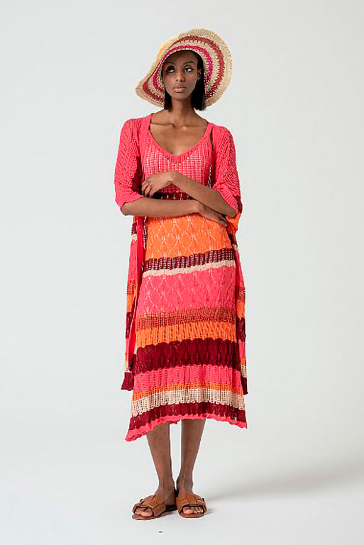 Vestido crochet reco fucsia