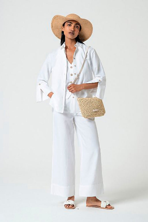 Camisa lino tine blanco roto