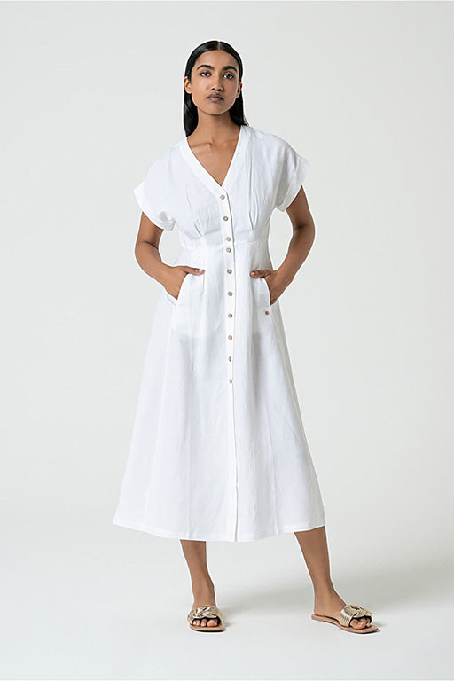 Vestido midi tine blanco roto