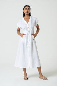 Vestido midi tine blanco roto