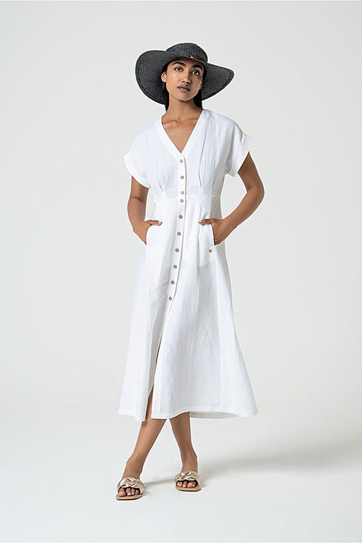 Vestido midi tine blanco roto