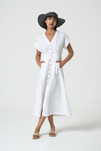 Vestido midi tine blanco roto
