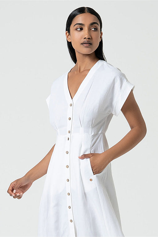 Vestido midi tine blanco roto