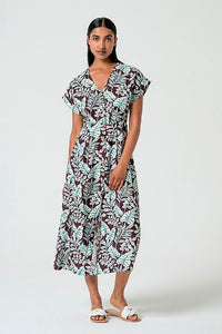 Vestido midi camisero marron