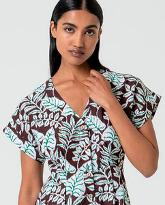Vestido midi camisero marron