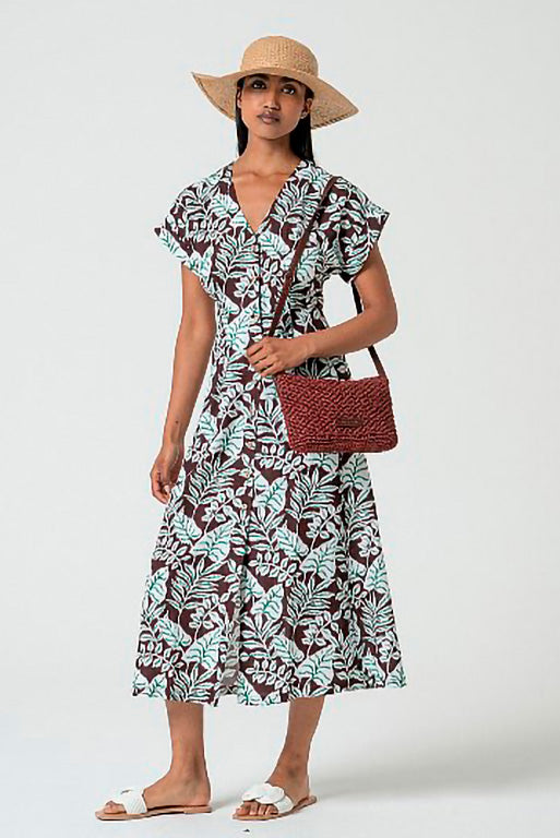 Vestido midi camisero marron