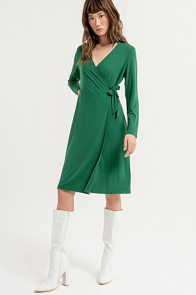 Vestido corto cruzado verde