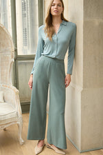 Cargar imagen en el visor de la galería, Pantalon ancho lida azul acero
