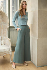 Cargar imagen en el visor de la galería, Pantalon ancho lida azul acero
