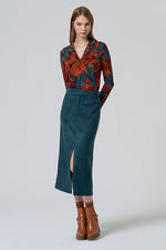 Cargar imagen en el visor de la galería, Falda midi lisu verde
