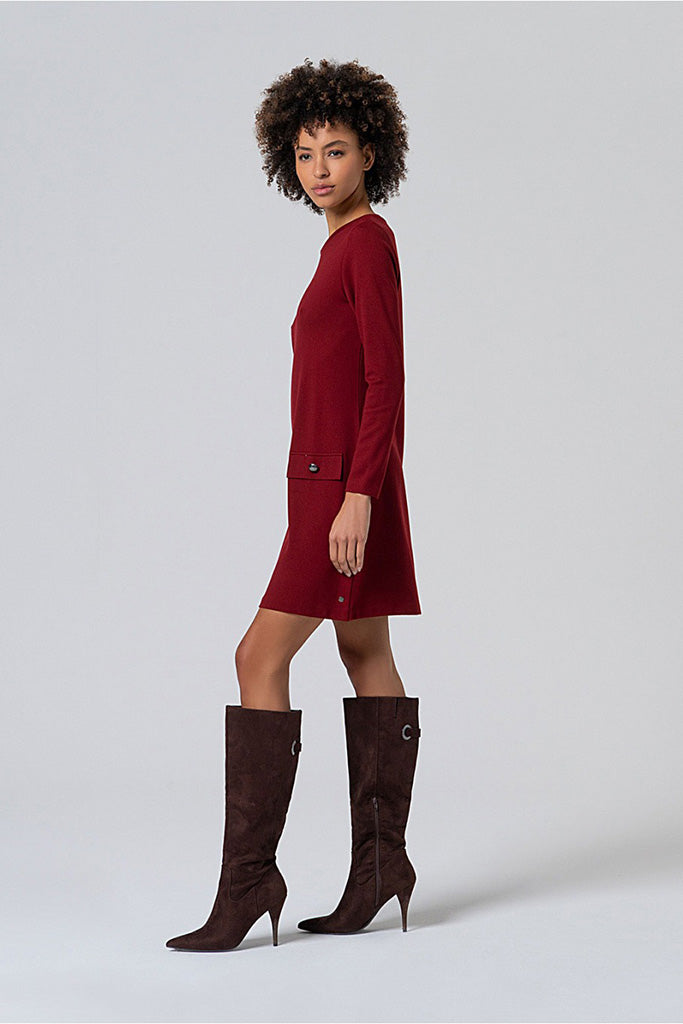 Vestido corto lisa rojo ingles