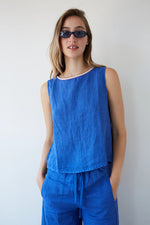 Cargar imagen en el visor de la galería, Blusa lino ana azul
