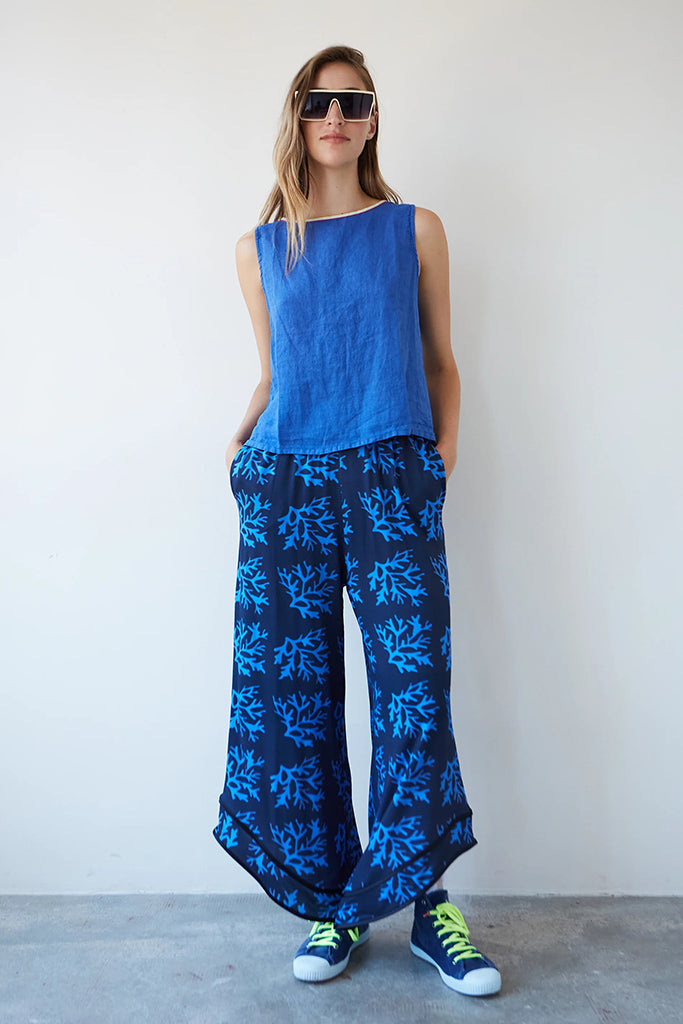 Blusa lino ana azul