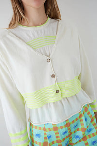 Cardigan corto piripi crudo