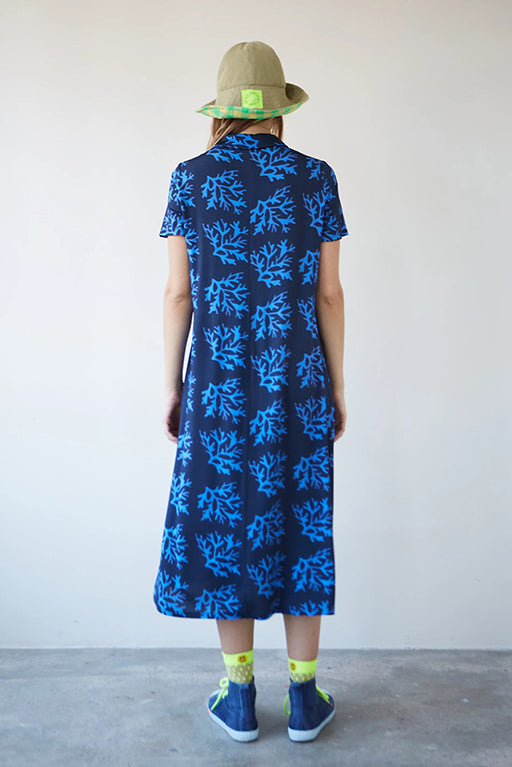 Vestido midi coral azul