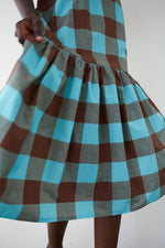 Cargar imagen en el visor de la galería, Vestido midi vichy marron
